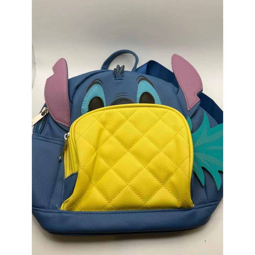Disney Lilo & Stitch Pineapple Mini Backpack Blue Faux Leather 3D Ears Stitch‎